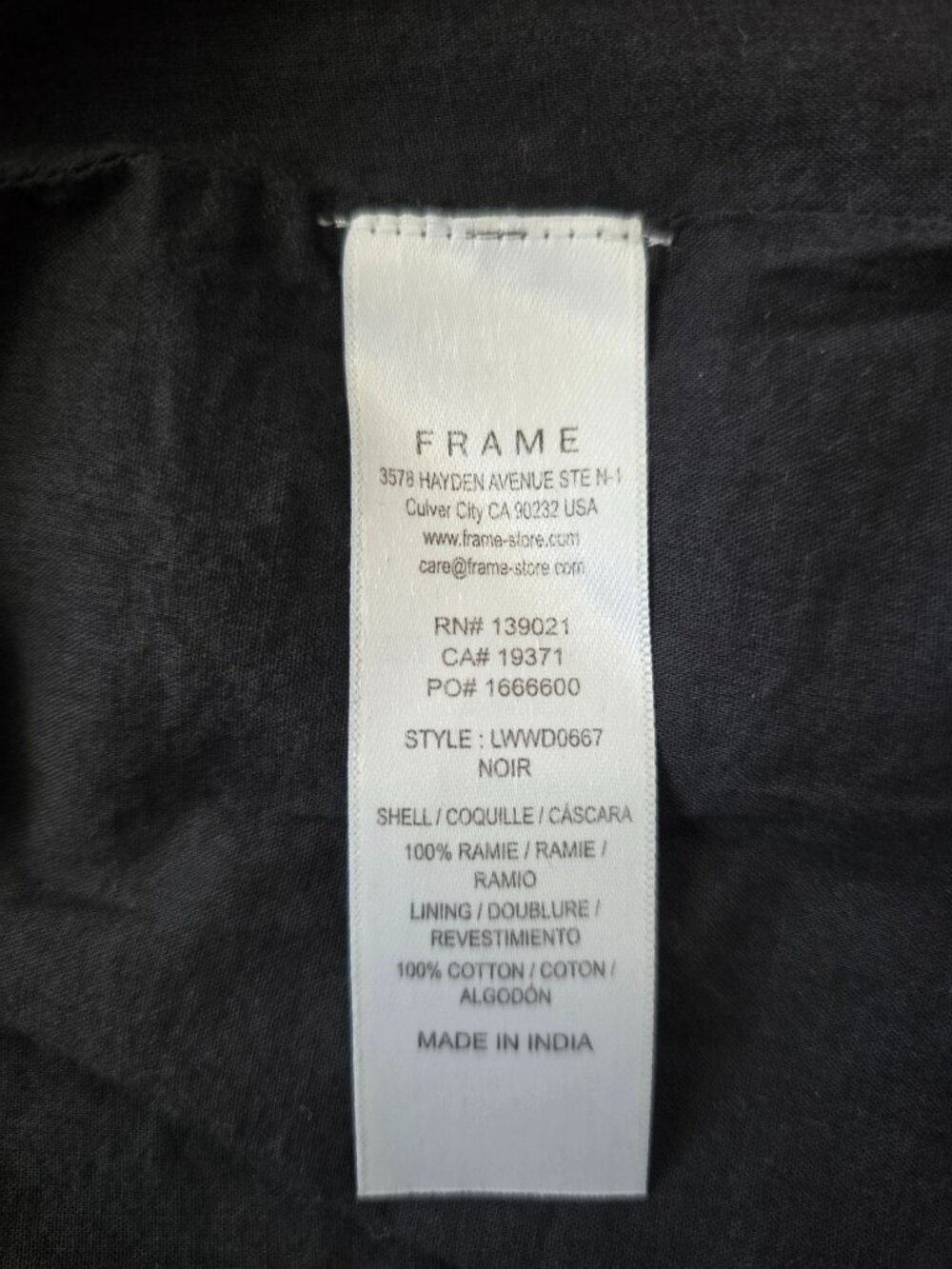 FRAME Shirred Sleeve 100% Ramie Black V-Neck 1/4 Sleeve Maxi Dress Sz XS - Picture 9 of 10